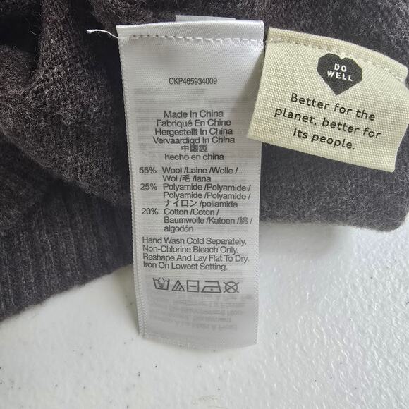 Madewell Carleton V-Neck Knit Sweater Tank Wool Blend Chocolate Brown NWT Sz L - Picture 6 of 9